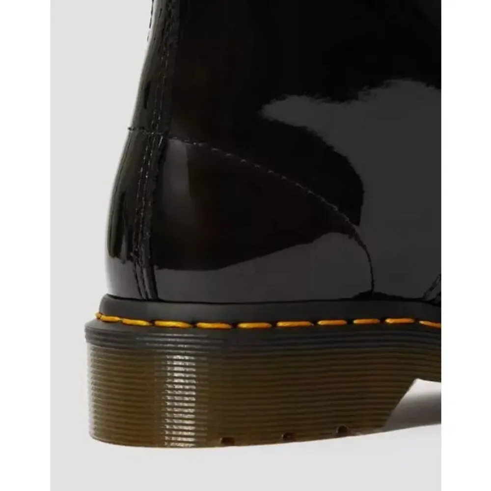 NEW Dr. Martens 1460 Patent Leather Lace Up Combat Boots Black Women's Size 6 - Picture 7 of 13